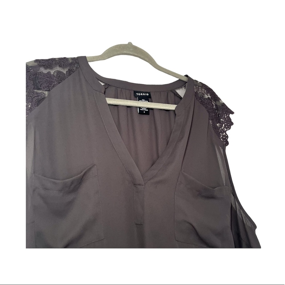 Torrid | Dark Gray Pullover Blouse - image 5
